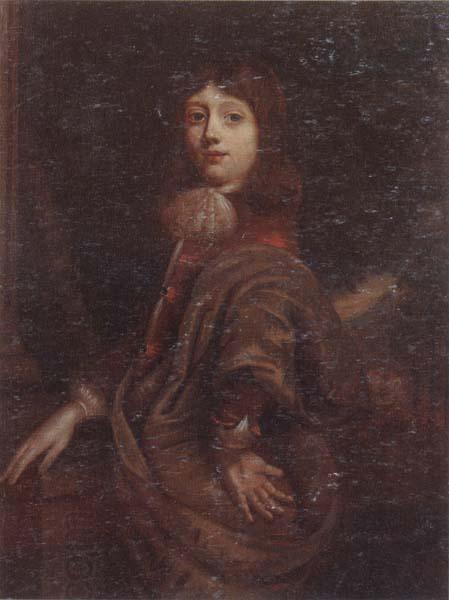 unknow artist Portrait of a young boy three-quarter length,wearing a  red jacket and an ochre mantle China oil painting art